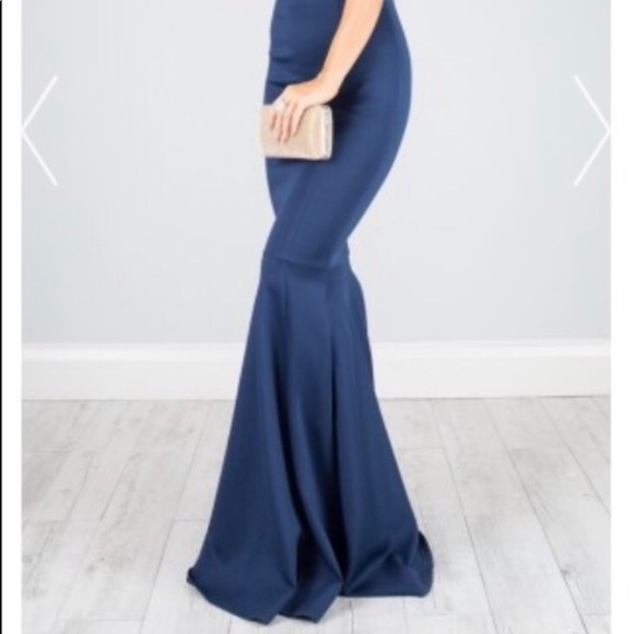 Elegant Navy Blue Strapless Prom Dress - Picture 4 of 5